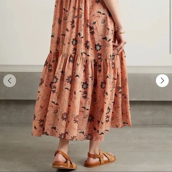 Cari printed cotton-blend voile maxi dress